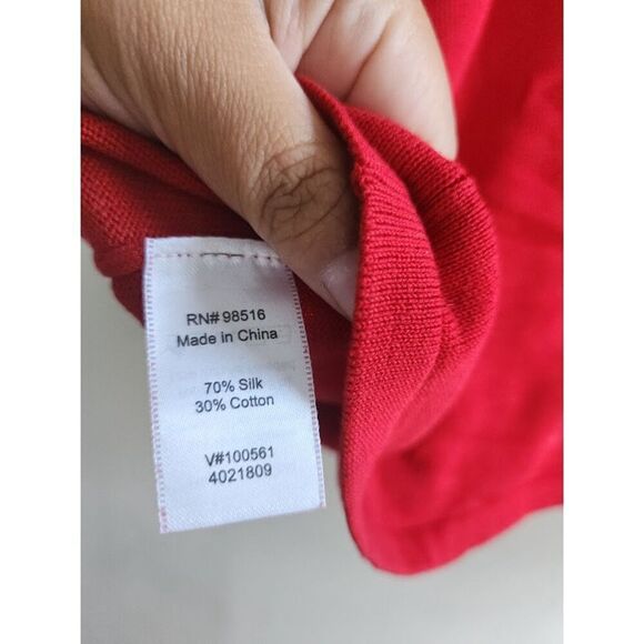 Coldwater Creek Women Red Silk/Cotton Blend Sleeveless Mock Neck Sweater size 1X - Picture 6 of 7